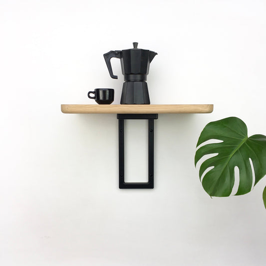 wall mount table | small black bracket + oak shelf